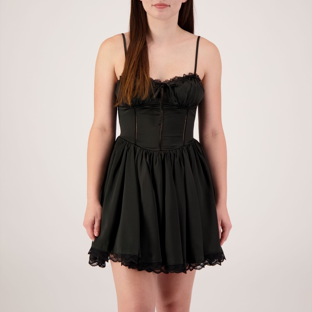 Charmed Hearts Corset Lace Trim Dress Black Size Medium NWT